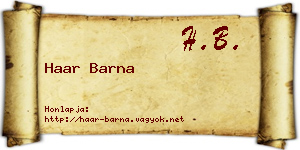 Haar Barna névjegykártya
